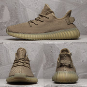 Yeezy 350 V2 Knit Sneakers in Taupe with Gum Sole