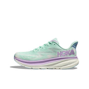 HOKA Clifton 9 Running Shoes, Mint Green and Purple
