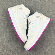 Jordan 1 Mid Grey White Fuchsia High-Top Sneakers