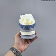 Louis Vuitton Blue Denim-Pattern Low-Top Sneakers