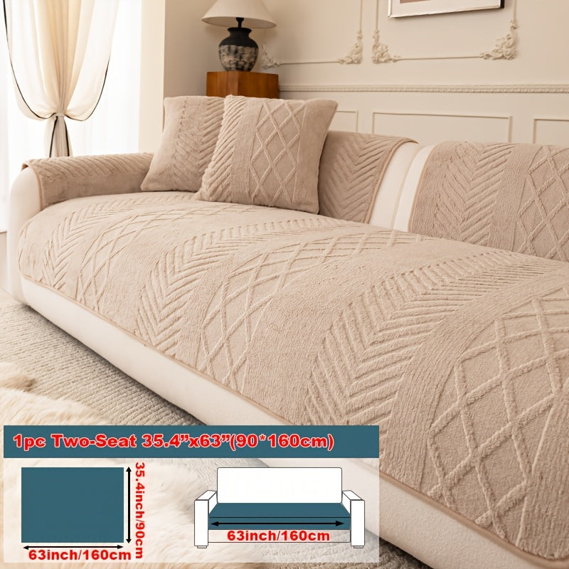 1pc of Multi-Color Plush Sofa Cushion, Cat Scratch Resistant, Machine Washable, Non-Slip Breathable Sofa Cover - First Encounter