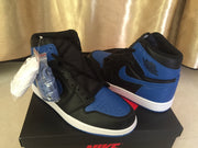 Jordan 1 High Black and Royal Blue Sneakers