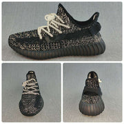 Yeezy 350 V2 Knit Sneakers in Black and Cream