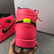 Air Jordan 1 Mid Sneakers Pink Black Volt AQ9131-600