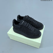 Alexander McQueen Black Crystal-Embellished Leather Sneakers