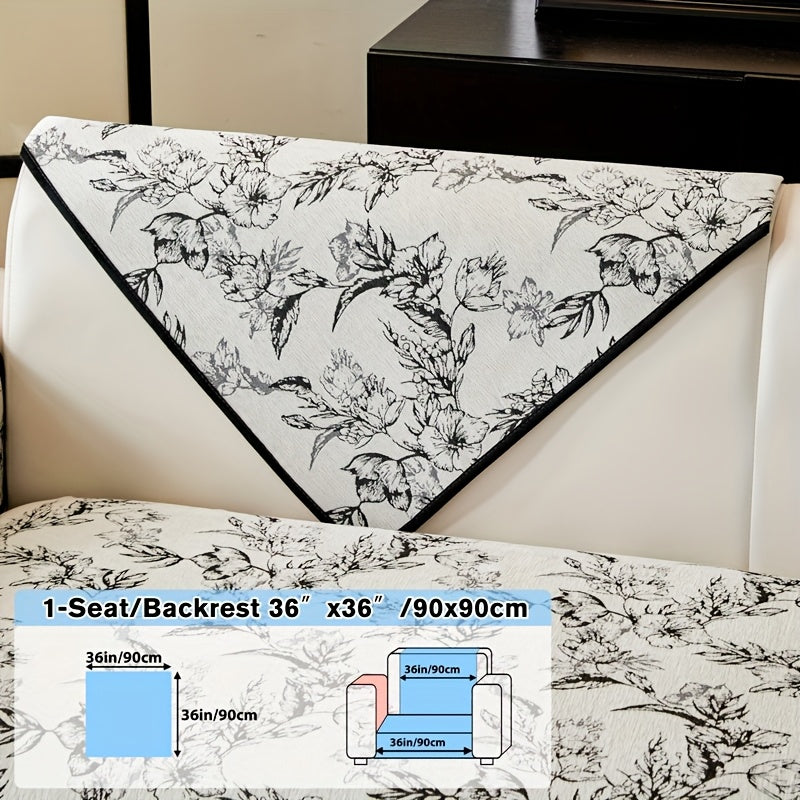 1pc of Chenille Sofa Cushion, a New High-Quality, Dust-Resistant Seat Cushion with Backrest Towel, Suitable for All Seasons, Universally Anti-Slip And Resistant to Cat Scratches, Machine Washable And Can Also Be Hand Washed