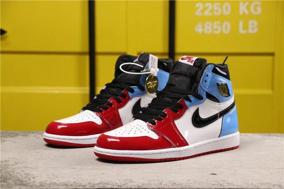 Air Jordan 1 Fearless High-Top Sneakers in Red, White and Blue