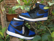 Jordan 1 High Blue and Black Basketball Sneakers
