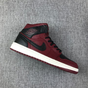 Air Jordan 1 Mid Burgundy and Black High-Top Sneakers