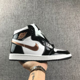 Air Jordan 1 High Black, White and Bronze Sneakers