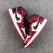 Air Jordan 1 Mid Chicago Starfish Sneakers, Red and Black
