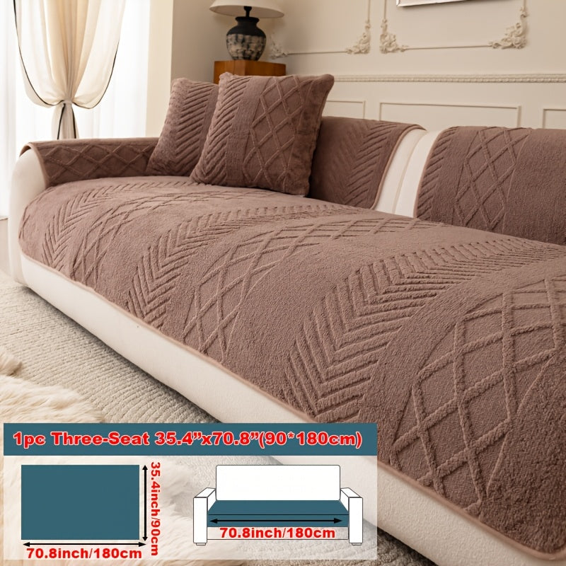 1pc of Multi-Color Plush Sofa Cushion, Cat Scratch Resistant, Machine Washable, Non-Slip Breathable Sofa Cover - First Encounter