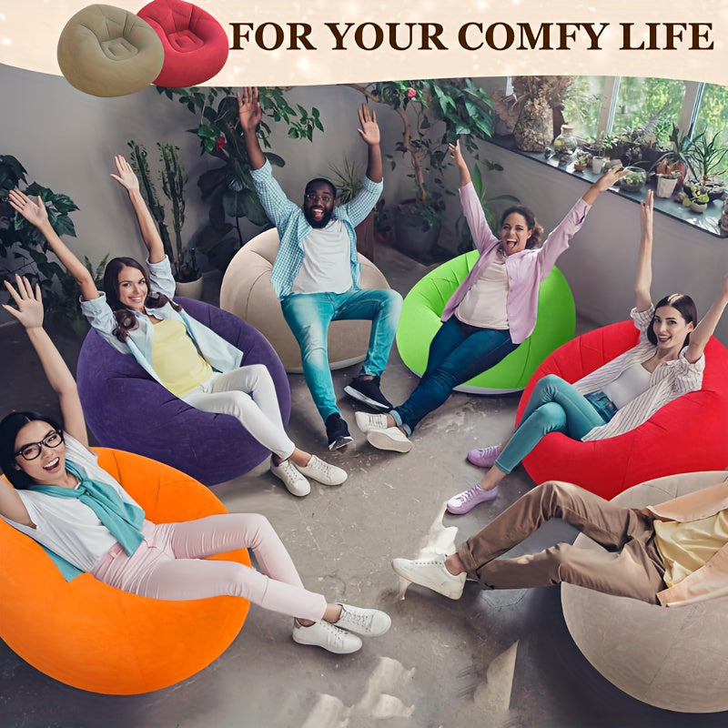 Inflatable Lazy Sofa Chair: Ergonomic Design Fits the Body Shape, PVC Bean Bag Material Is Foldable and Portable, Suitable for Both Indoor and Outdoor Use in Living Rooms, Balconies and Camping Scenarios