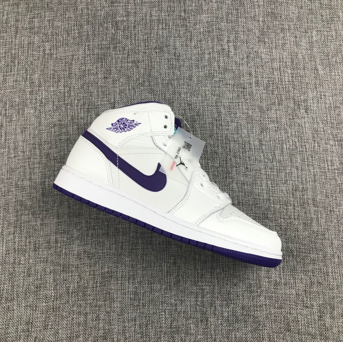 Air Jordan 1 Mid White Purple Sneakers 332148-137