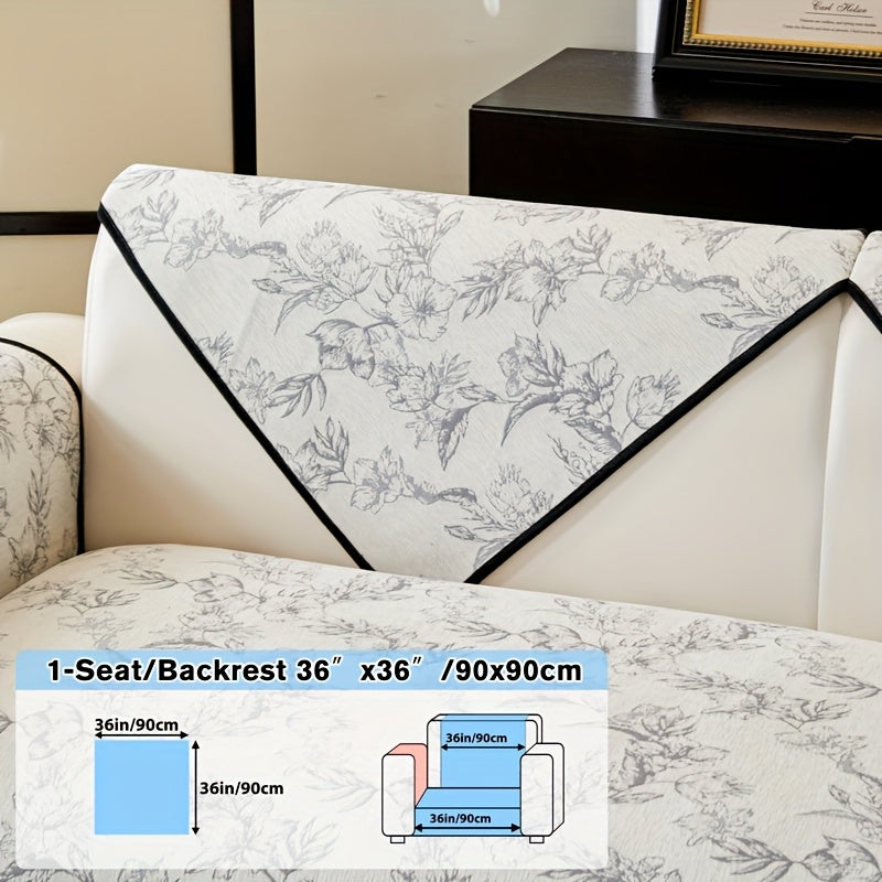 1pc of Chenille Sofa Cushion, a New High-Quality, Dust-Resistant Seat Cushion with Backrest Towel, Suitable for All Seasons, Universally Anti-Slip And Resistant to Cat Scratches, Machine Washable And Can Also Be Hand Washed