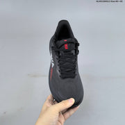 HOKA Clifton 11 Black Running Shoes with Red Accents