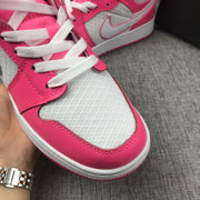 Air Jordan 1 Mid White Pink Sneakers 555112-611