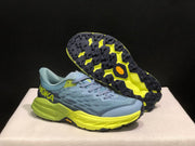 HOKA Speedgoat 5 Trail Running Shoes, Blue and Lime