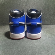Jordan 1 High Three-Color Sneaker in Black, Blue and Red