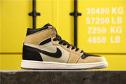 Air Jordan 1 High Premium Black Fossil Pale Ivory Sneakers