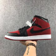 Air Jordan 1 Mid Sneakers in Red, Black and White