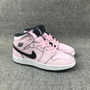 Air Jordan 1 Mid Pink and Black High-Top Sneakers