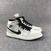 Air Jordan 1 Mid Grey and Black High-Top Sneakers