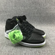 Jordan 1 High Strap Black and Fluorescent Green Sneaker 364770-007