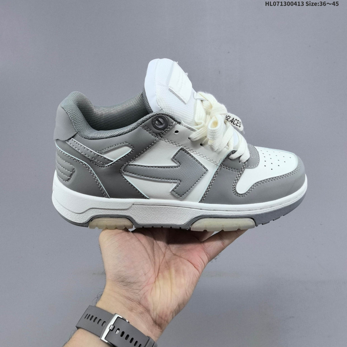 Off-White Arrows Low-Top Sneakers in White and Grey