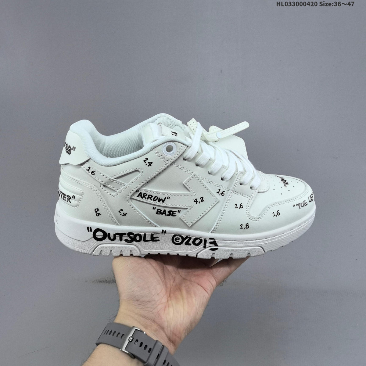 Off-White Low-Top Sneakers in White with Arrows Detail