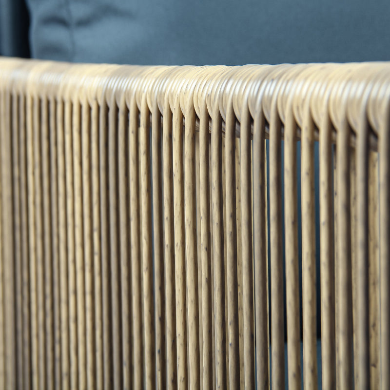 2pcs Outdoor Brown PE Wicker Sofa Set | Single Sofa with Grey Cushion, Engineered Wood Frame, 40D Density