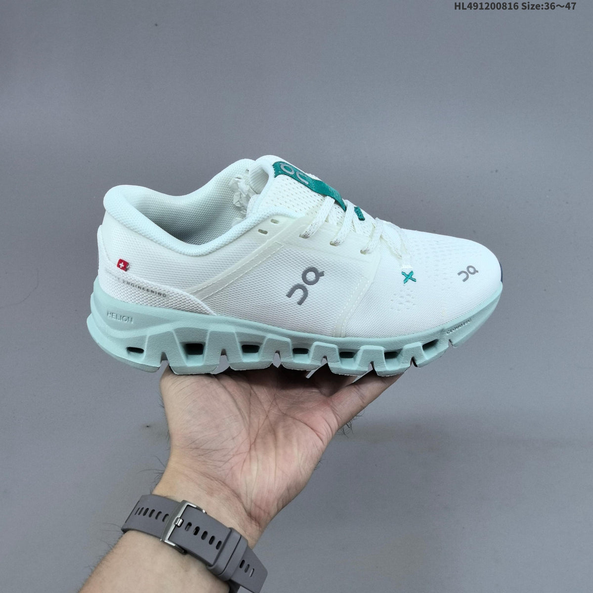 On Cloud X 5 Low-Top Sneakers in White and Mint