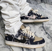 Jordan 1 High Paisley Pattern Sneakers in Black and Tan