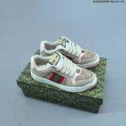 Gucci Screener Low-Top Sneakers in Beige and Pink