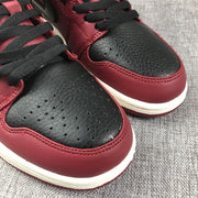 Air Jordan 1 Mid Burgundy and Black High-Top Sneakers