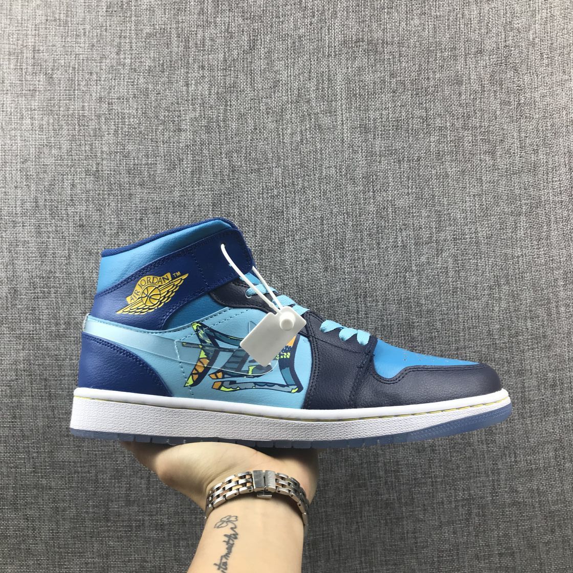 Air Jordan 1 Mid Sneakers Blue Cyan BV7446-400