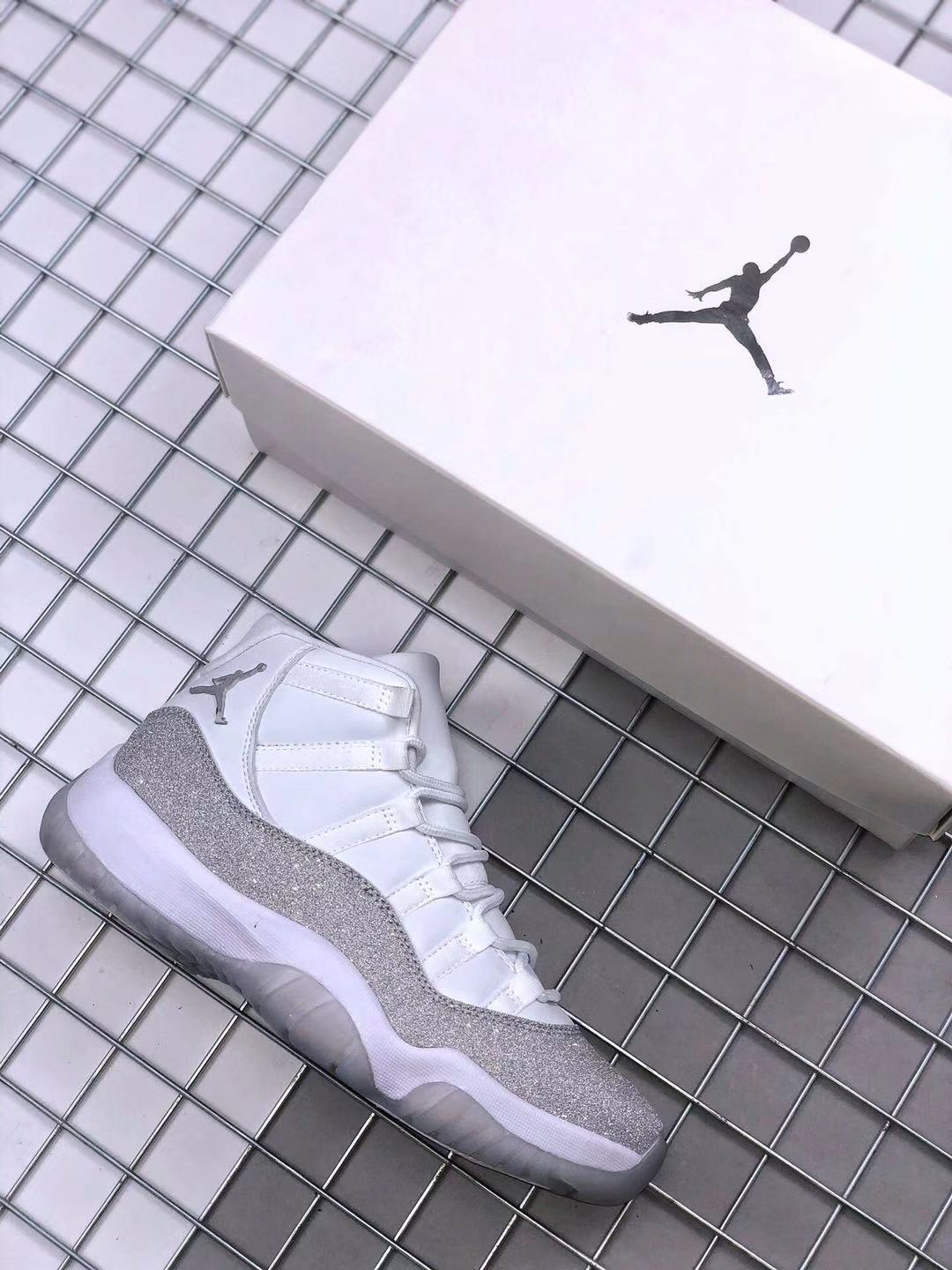 Jordan Air Jordan 11 White Glitter High-Top Sneakers