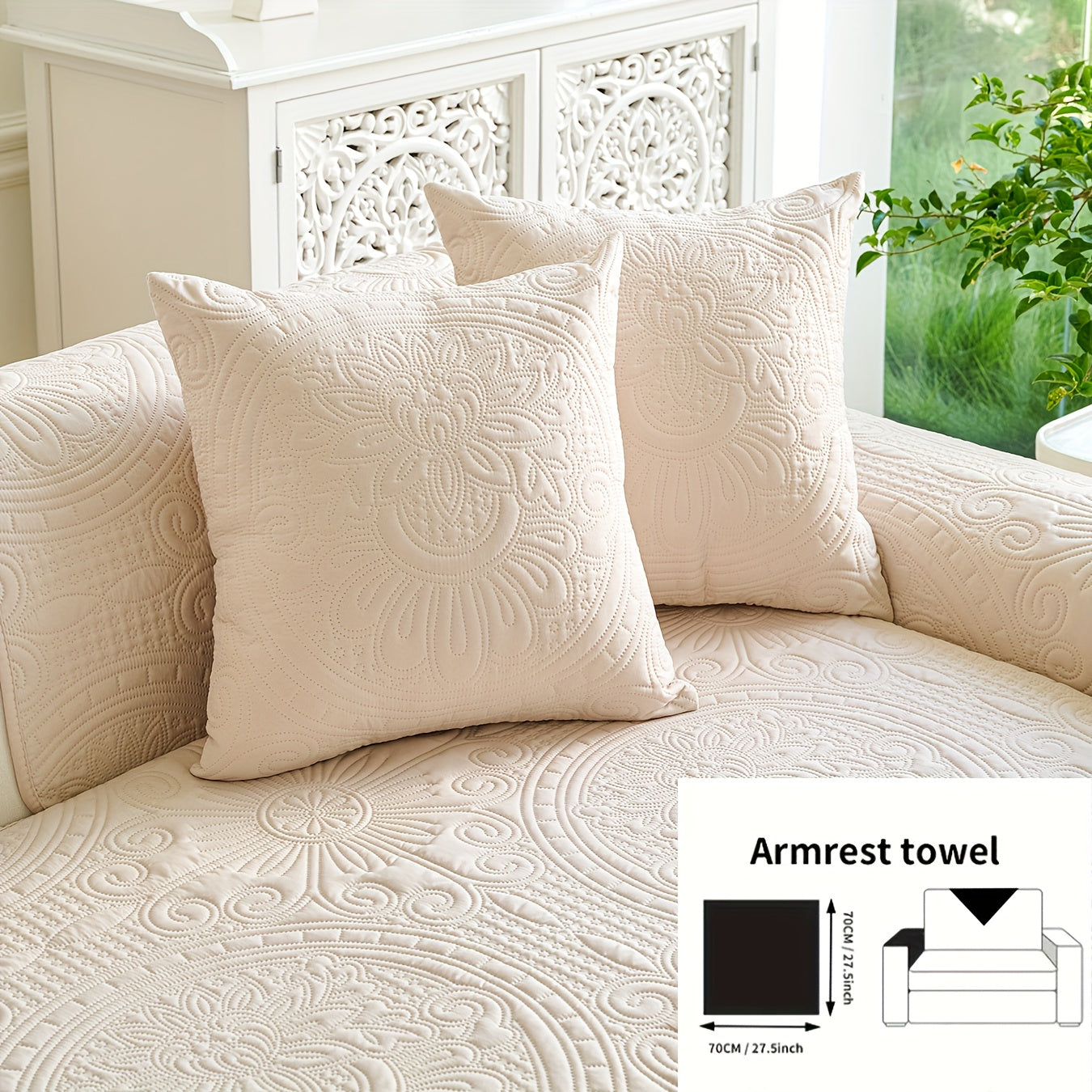 - (Yuanxin) a Single Solid Color Sofa Cushion, Featuring a Modern Ultrasonic Embossing Design, Available in Various Styles And Sizes Suitable for Different Settings, a Universal Non-Slip Sofa Cover for All Seasons, And a Furniture Protection Cover