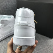 Jordan Air Jordan 1 Mid White Patent-Style Sneakers BQ6472-111