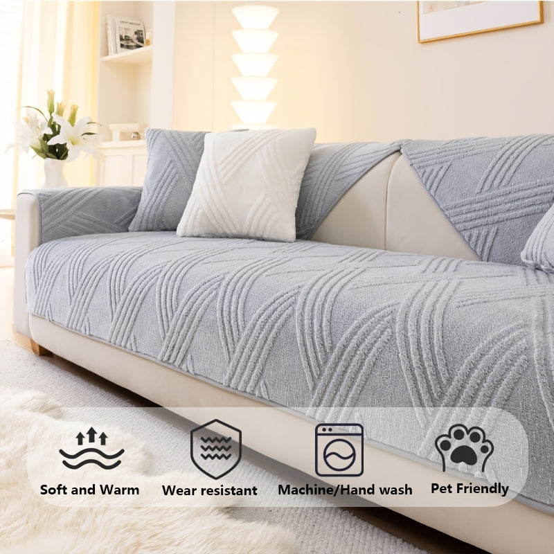 1pc Thick Plush Sofa Cushion Compatible for Sofa Types (1\u002F2\u002F3\u002F4-Seater, Loveseat, Sectional) - Modern Diagonal, Pet-Friendly, Scratch-Resistant Anti-Slip Cushion, Machine Washable Soft Cushion for Sofa Upgrade