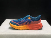 HOKA Speedgoat 5 Trail Running Shoes, Blue and Orange