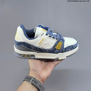 Louis Vuitton Blue Denim-Pattern Low-Top Sneakers
