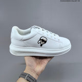 Karl Lagerfeld White Low-Top Lace-Up Sneakers with Logo