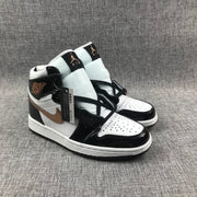 Air Jordan 1 Mid Black White Metallic Gold Sneakers 852542-007