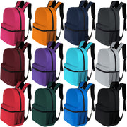 17" Kids Basic Wholesale Backpack in 12 Colors | Side Pocket - Bulk Case of 24 Bookbags
