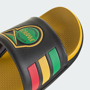 Men's Adidas Adilette Comfort 2.0 Jamaica - Core Black / Pure Ruby / Yellow
