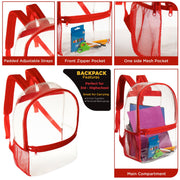 17” Wholesale Clear PVC Backpacks in Assorted Colors – Bulk Case of 24 Backpacks