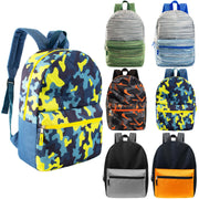 12 Wholesale 17" Backpacks in Assorted Designs & 12 Bulk School Supply Kits of Your Choice