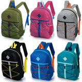17" Wholesale Bungee Backpacks in 6 Colors with Side Pockets - Bulk Case of 24 Bookbags