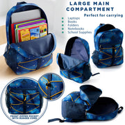 17" Wholesale Bungee Backpacks in 12 Assorted Colors & Prints - Bulk Case of 24 Bookbags